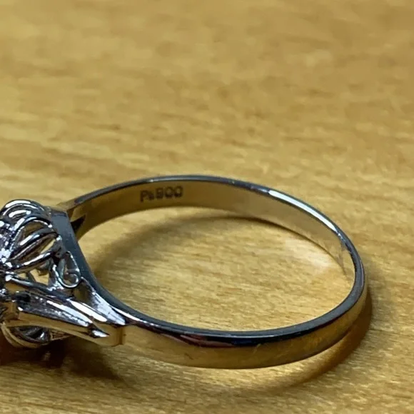 Platinum Sapphire & Diamond Cocktail Ring Size 5 Total Carat Weight 0.38 - Picture 10 of 16